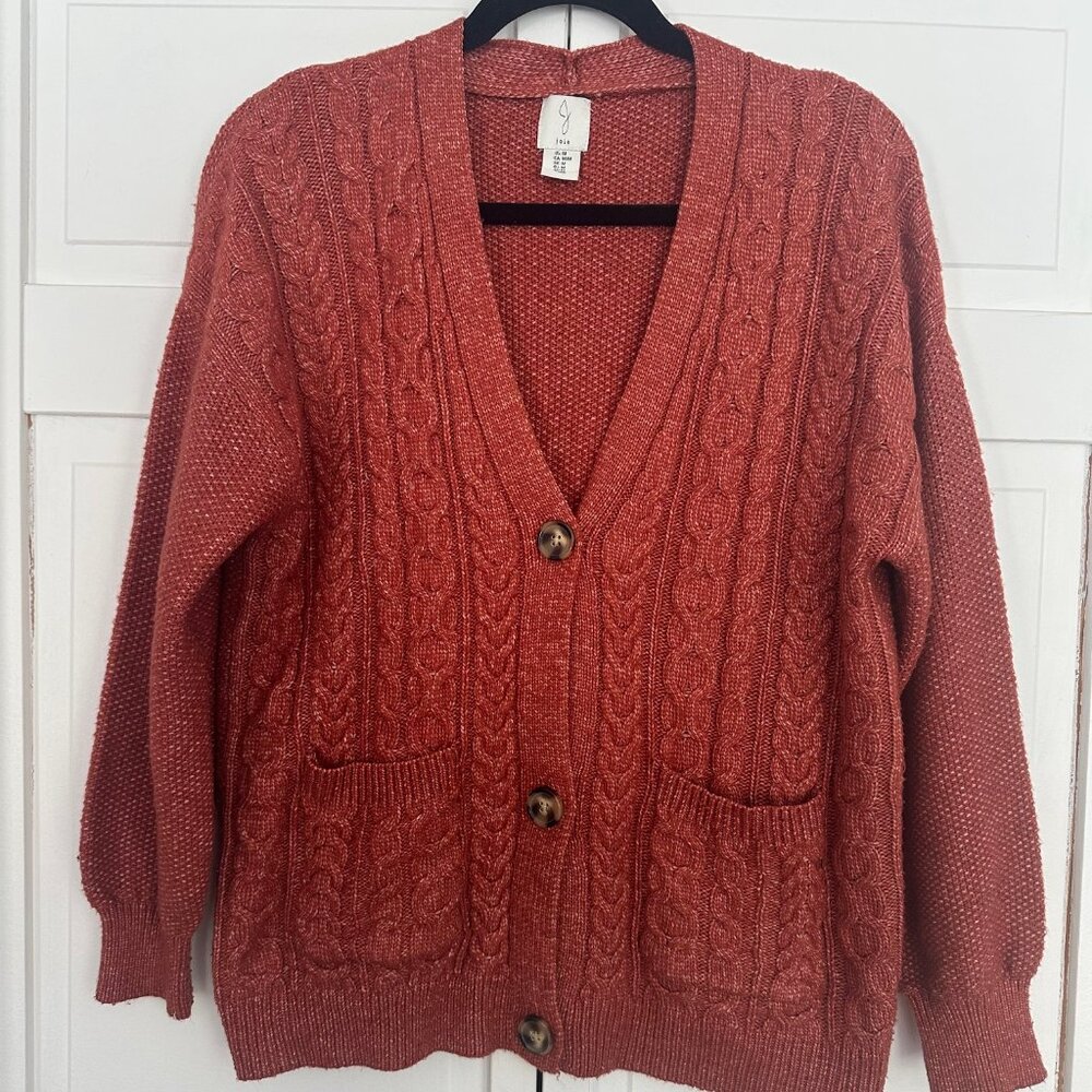 Joie Cable Knit Cardigan in Persimmon, Size Medium